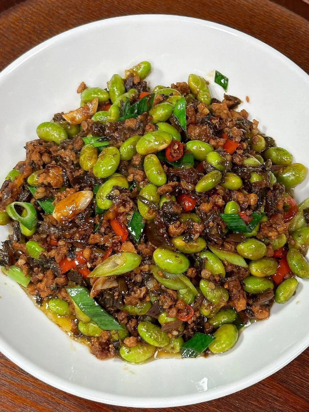 梅干菜肉沫炒毛豆的做法