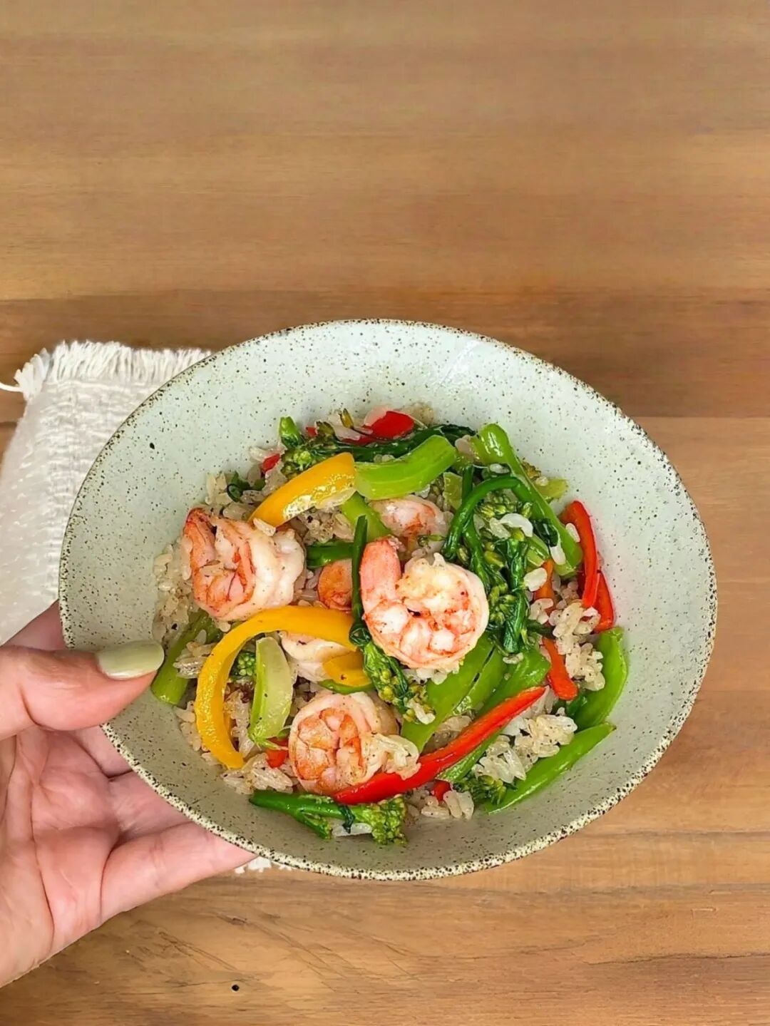 时蔬虾仁炒饭的做法