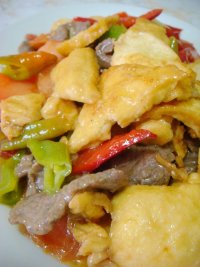 辣炒牛肉炸豆腐的做法