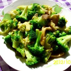 清炒蘑菇西兰花的做法