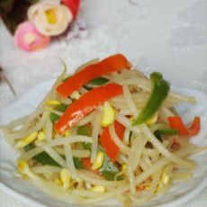 彩椒黄豆芽的做法