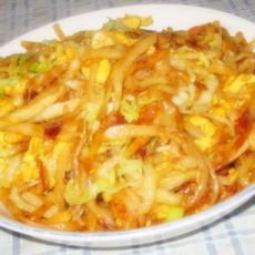 白菜鸡蛋炒饼的做法