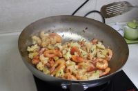 菜花香辣虾的做法