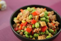 肉末豆米杏鲍菇丁的做法
