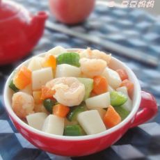 鲜蔬虾球炒年糕的做法