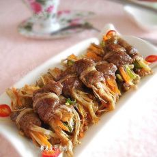 微波金针牛肉卷的做法 微波金针牛肉卷的做法