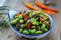 毛豆炒牛肉末的做法