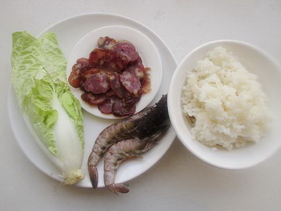 腊味海鲜粥材料