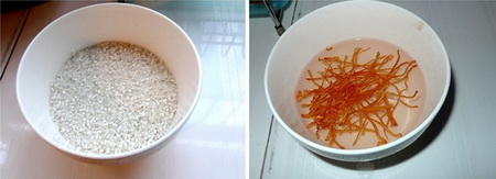 仔米虫草花粥步骤1