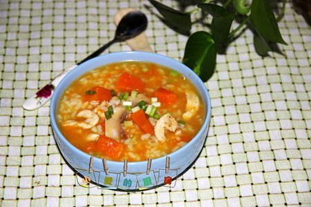 口蘑南瓜鸡肉粥