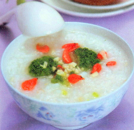 虾米西蓝花粥