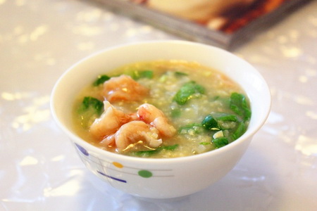 虾仁奶白菜小米粥