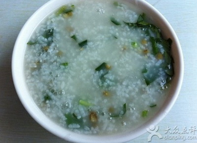 菜心绿豆粥