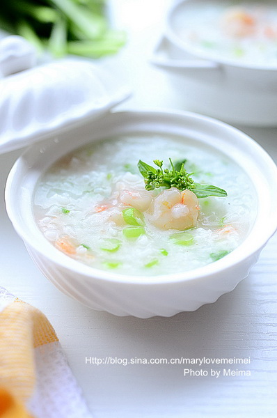虾仁菜心粥