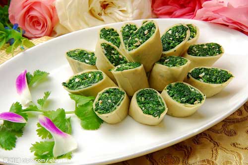 荠菜腐皮卷的做法