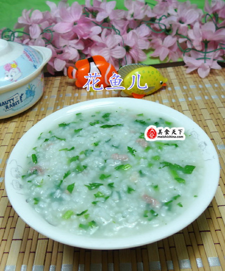 猪肉末茼蒿大米粥