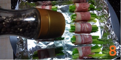 简单美味---黑椒芦笋培根卷