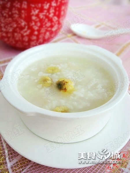 雪梨菊花粥的家常做法