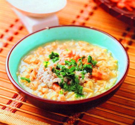 肉末虾仁菜粥
