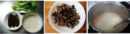 海参青菜粥步骤1-3