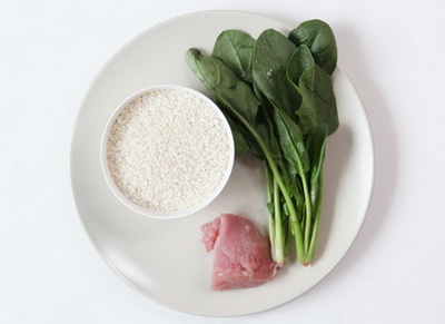 菠菜肉丁粥材料