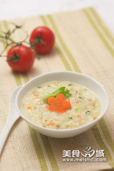 青菜鸡肉粥