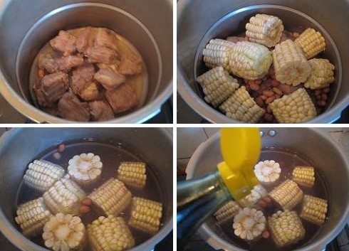 玉米花生排骨煲的做法