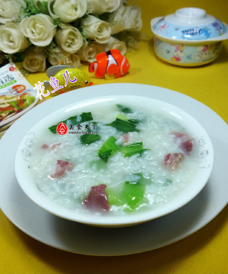 青菜咸肉大米粥