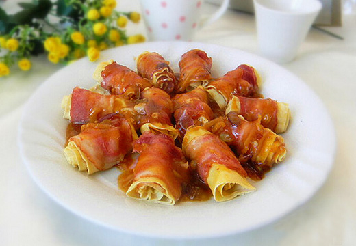 培根豆皮卷的6步制作方法