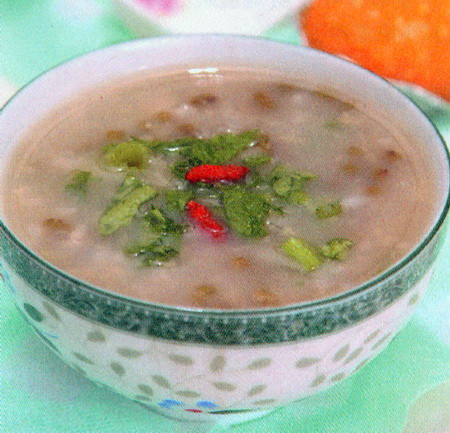 绿豆苋菜枸杞粥