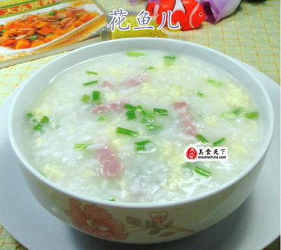 鸡蛋咸肉大米粥的做法