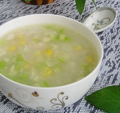 丝瓜肉丝鸡子粥