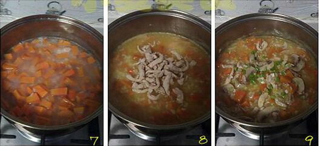 口蘑南瓜鸡肉粥步骤7-9
