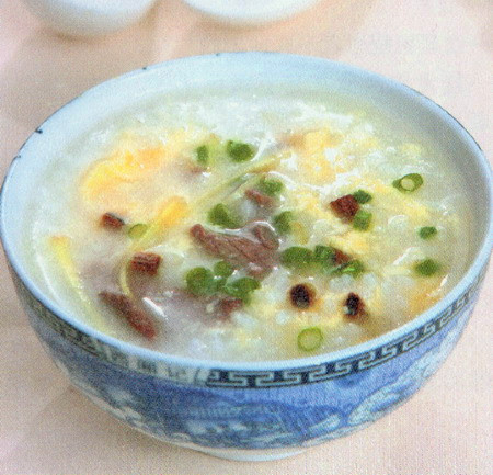 牛肉黄花蛋粥