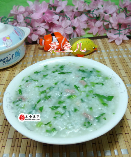 猪肉末茼蒿大米粥