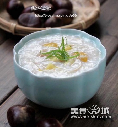 板栗鸡丝粥的做法