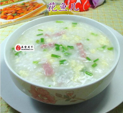 鸡蛋咸肉大米粥