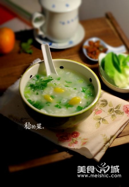 白果青菜粥的做法