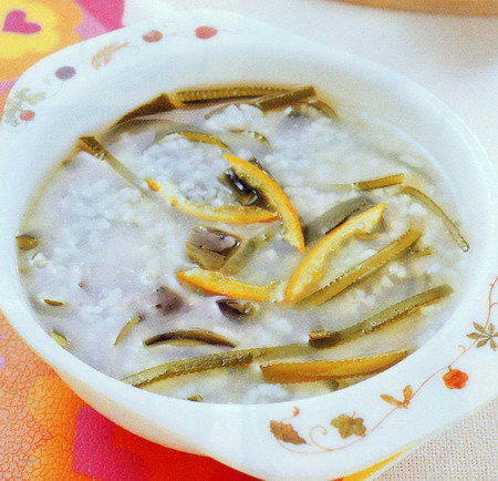 海带皮蛋粥
