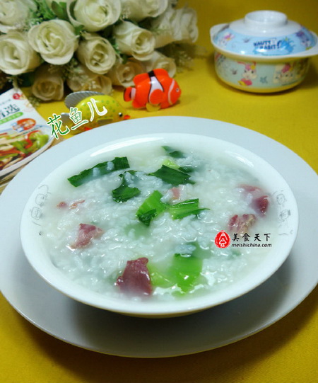 青菜咸肉大米粥