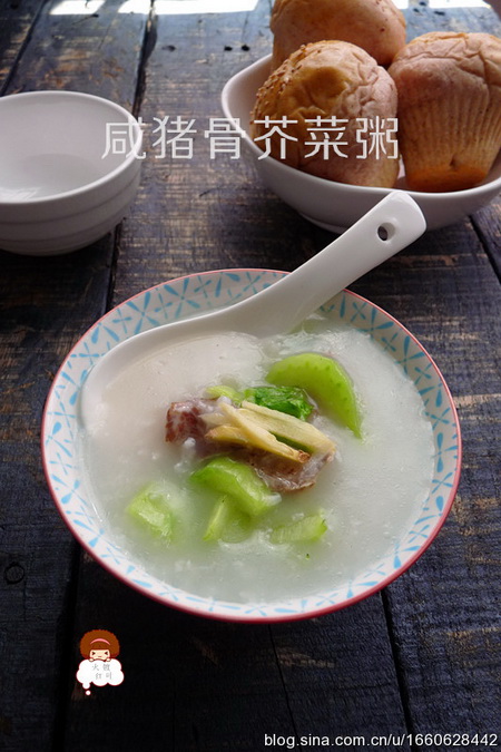 咸猪骨芥菜粥