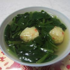 菠菜虾丸汤的做法