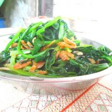 菠菜炒虾米的做法