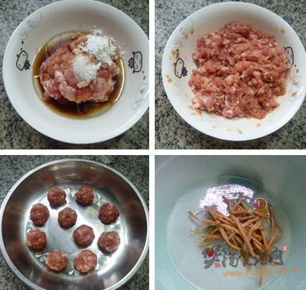 黄花菜肉丸子夜开花汤的做法