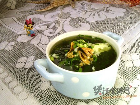 蛋清茼蒿淡菜汤的做法