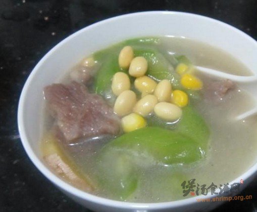 丝瓜黄豆肉片汤的做法