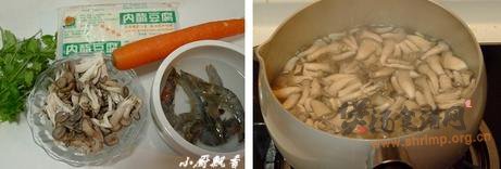 鲜虾豆腐菌菇煲的做法