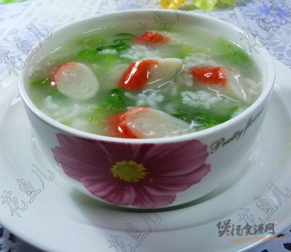 蟹肉棒生菜大米粥的做法