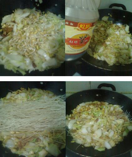 白菜豆芽炖粉条的做法