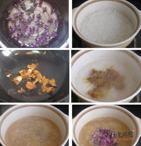 扁豆花肉片糯米粥的做法